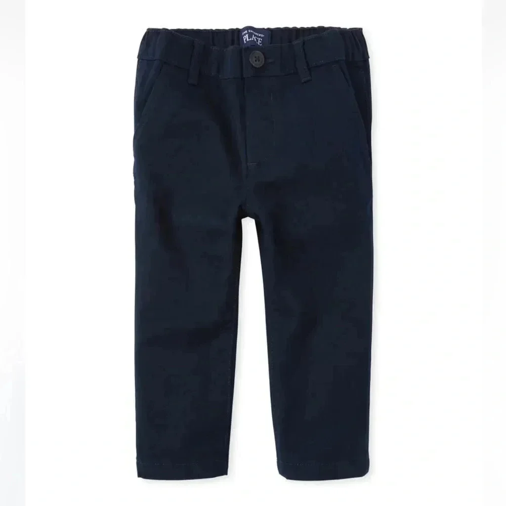 Toddler Boys Uniform Stretch Straight Chino Pants - New Navy